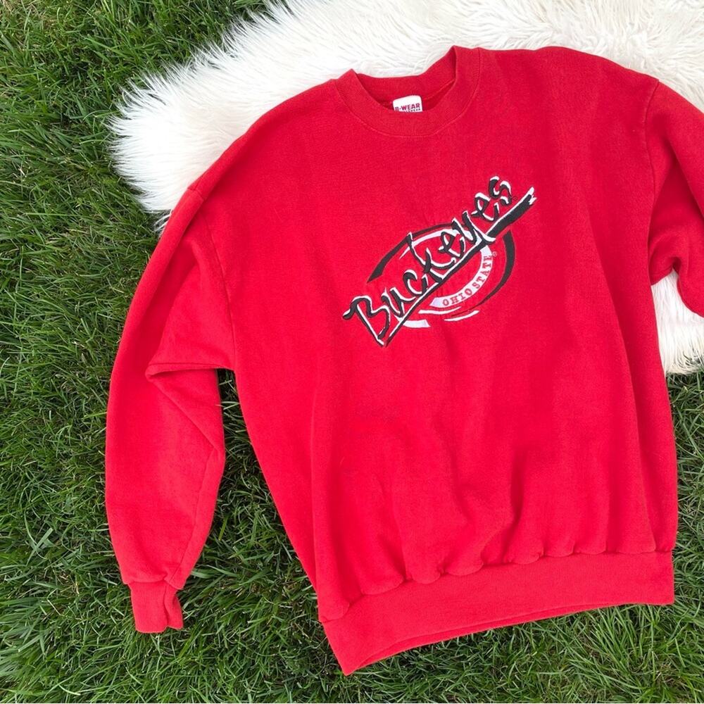 Vintage 90s OSU Ohio State red crewneck embroidered sweatshirt b-wear USA XL